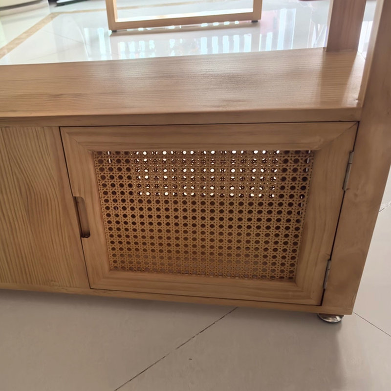 Ash Wood Drawer Storage Large Board Writing Desk, 29.52" H x 86.61" W x 35.43" D