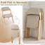 Chaises de salle à manger pliantes avec coussin, siège rembourré en tissu de lin, structure en bois-133392069