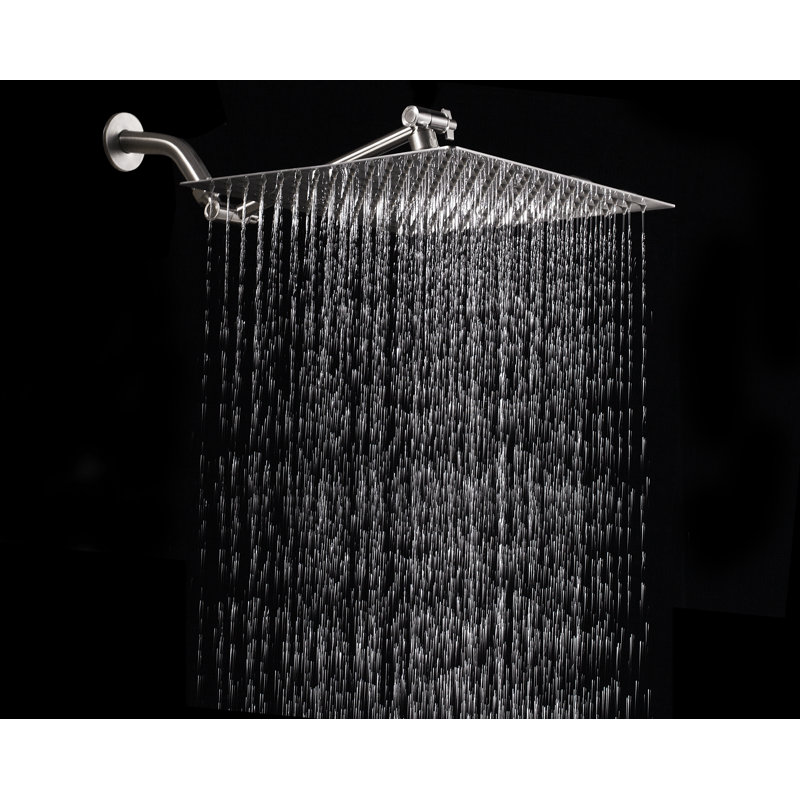 Pomme de douche carrée 10 po avec bras de douche réglable, acier inoxydable, nickel brossé