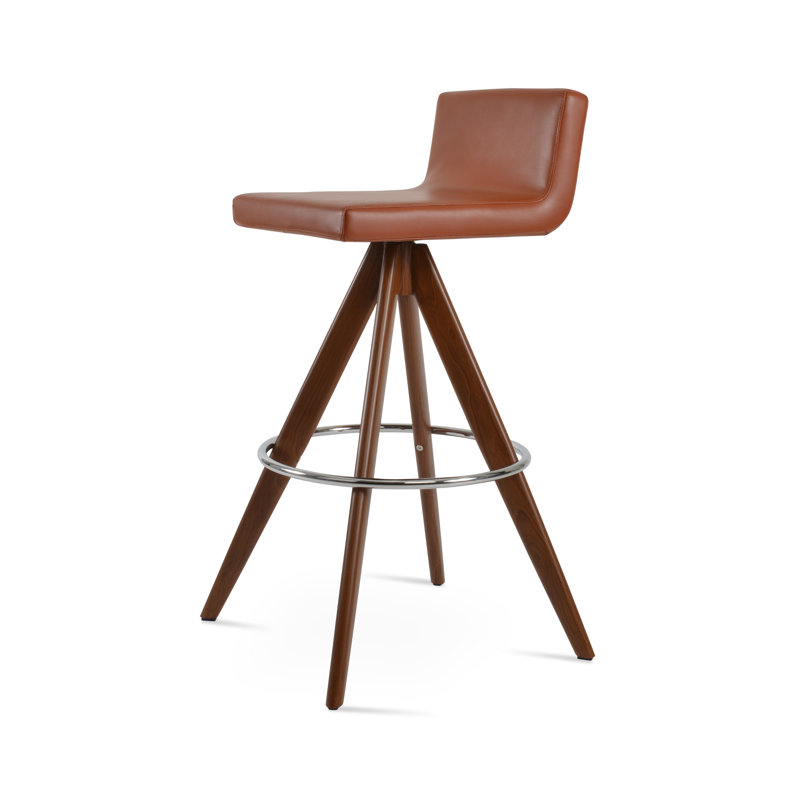 Tabouret pivotant Dallas Pyramid, Tabouret de bar (siège d'une hauteur de 29,5 po), Cannelle, Noyer