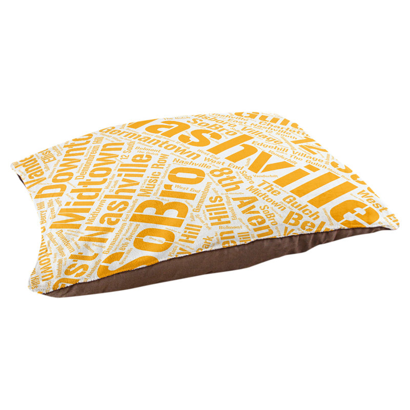 Coussin de chien « districts », Grand (l 40 po x P 30 po x H 14 po), Orange, Nashville