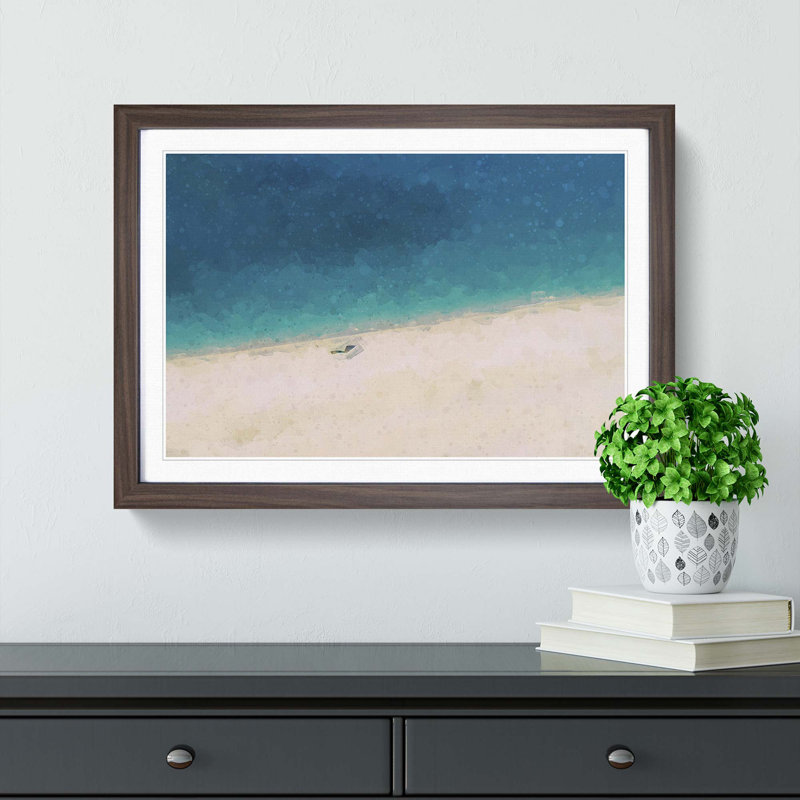 Turquoise Beach in Kefalonia Greece in Abstract - Picture Frame Graphic Art Print, Walnut, 40cm H x 60cm W x 2cm D