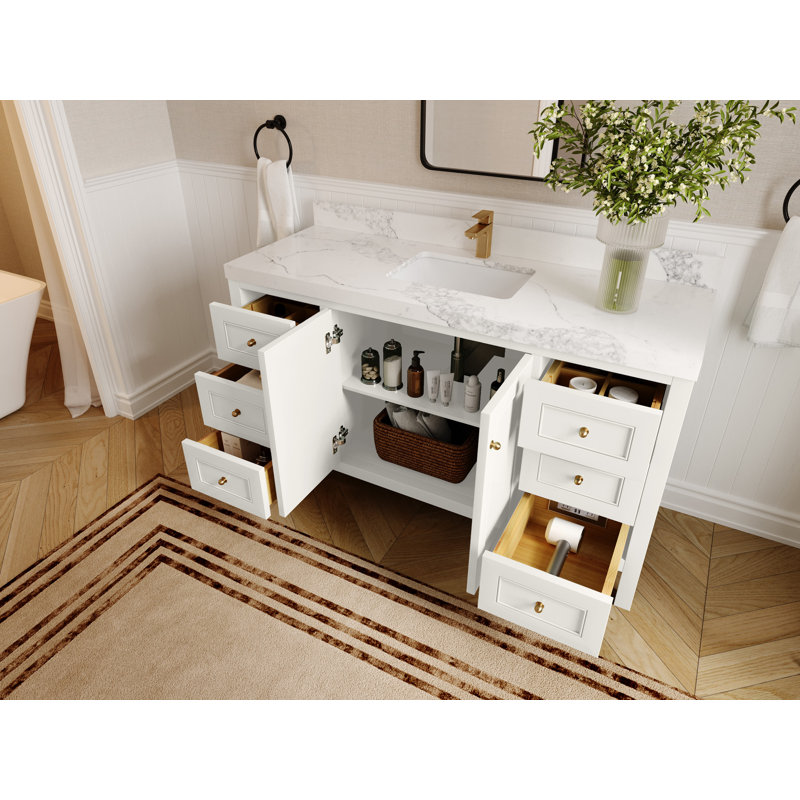 Nashville X P 22 po De meuble-lavabo simple en D, Empira, Albâtre