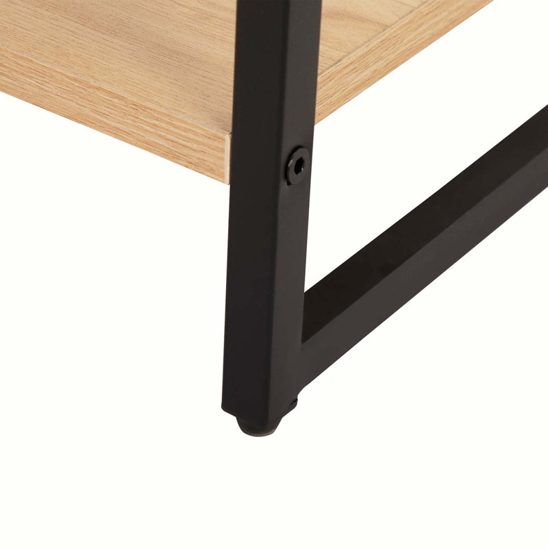 Ensemble de table de chevet à tiroir simple en rotin - grain de bois original