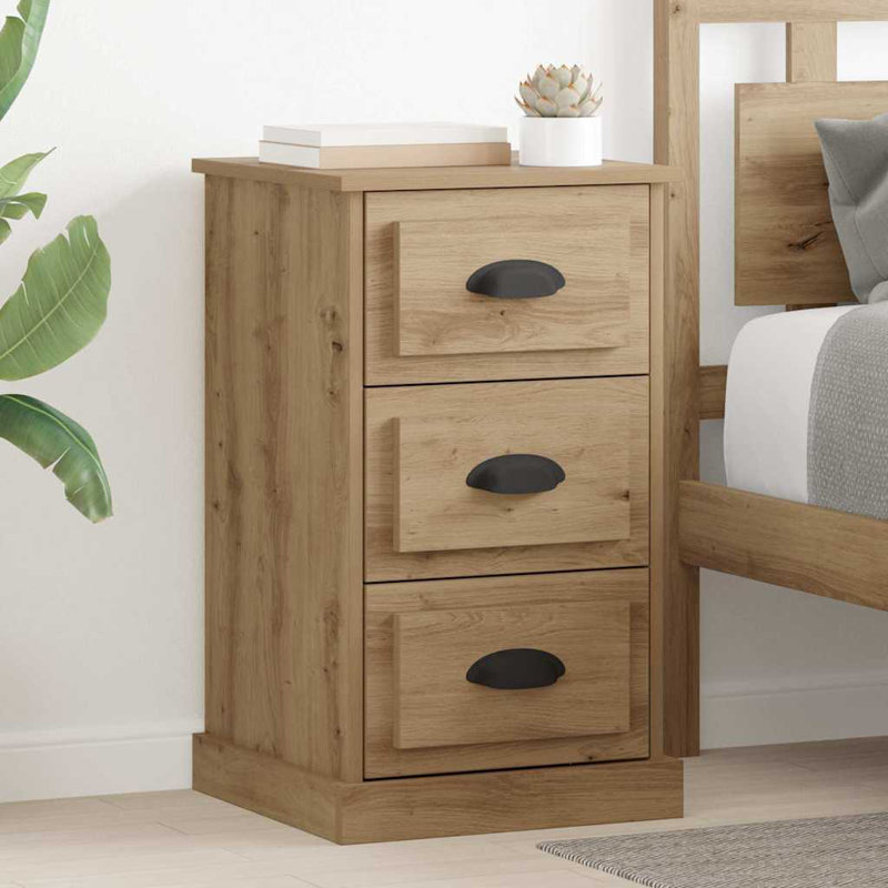 39cm W Manufactured Wood Bedside Table, Artisan Oak
