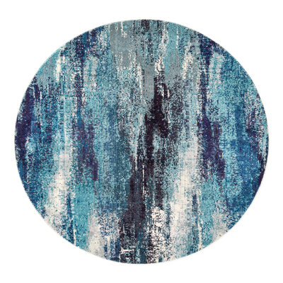 Tapis bleu à motif abstrait Rizer