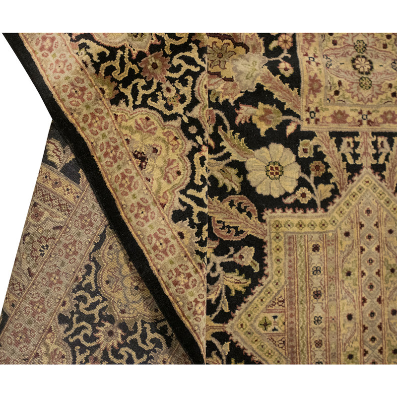 Hand Knotted Wool Oriental Area Rug in Black