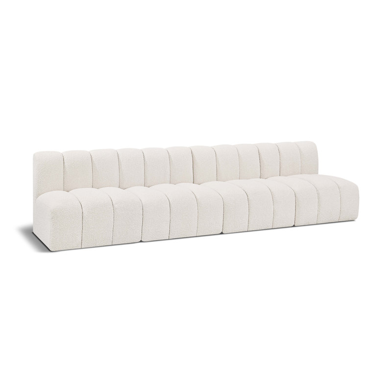Canapé et méridienne rembourrés Kirchoffer, Tissu crème bouclé