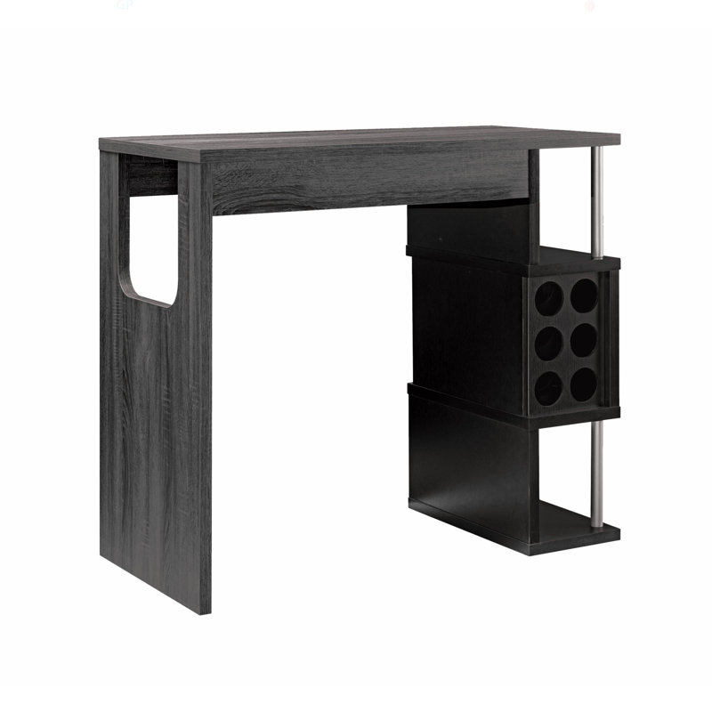 Home Bar Table With Wine Glass Compartment And Three Shelves