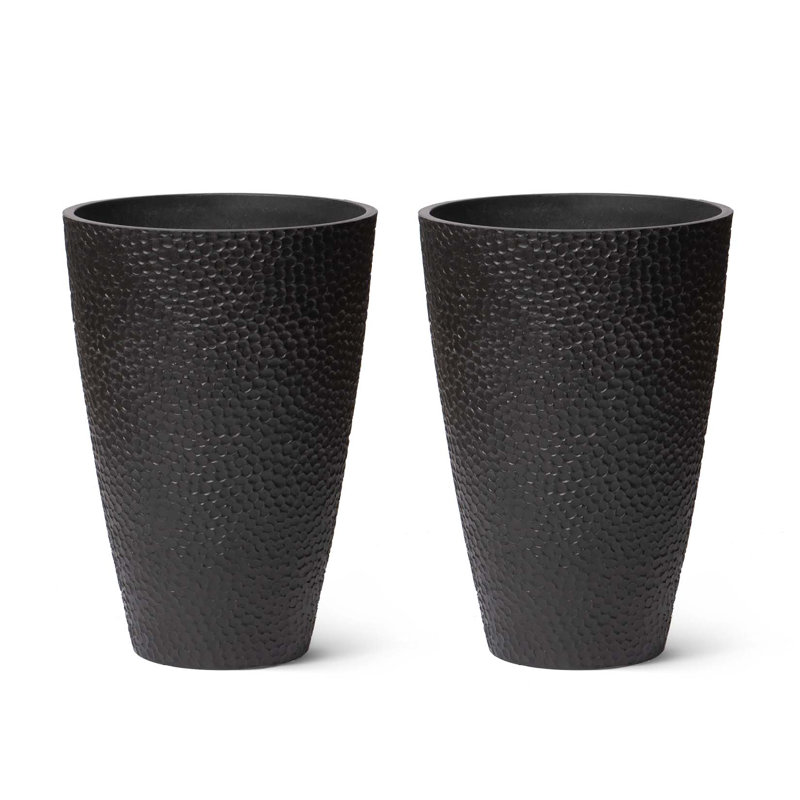 Tall Round Planter for Indoor/Outdoor Plants,Large Planter Pot, Black, 20" H x 14" W x 14" D, 2