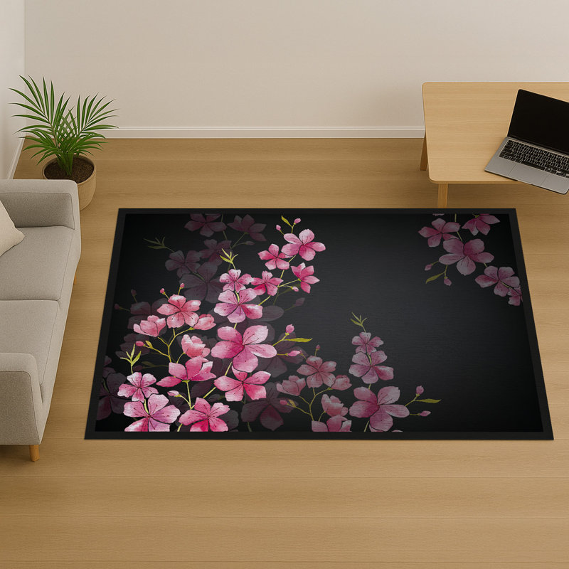 Floral Area Rug, Rectangle 140 x 200 cm