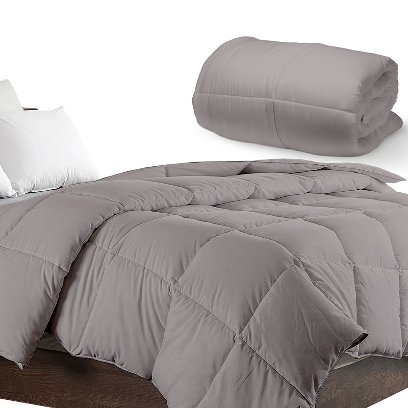Baffle Box Stitch Comforter, Gray, Twin Comforter 