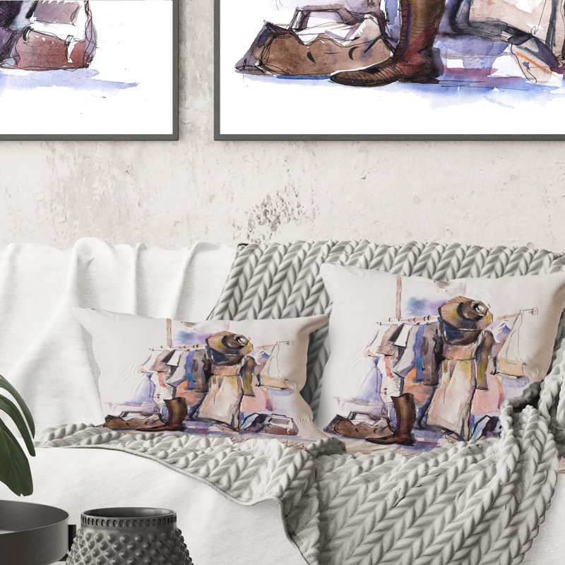 Boutique de vêtements décontractés dans un centre commercial - Coussin Glam, 16 po x 16 po