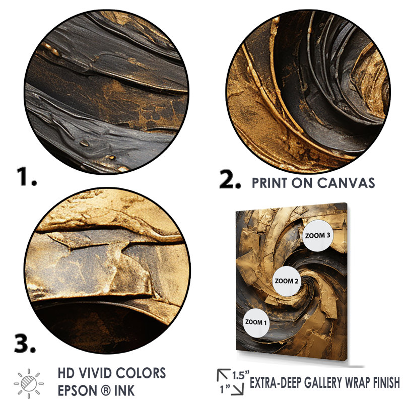 «Mansfield - Abstract Spirals», impression sur toile, H 20 po x l 12 po x P 1 po, Toile avec cadre flottant noir