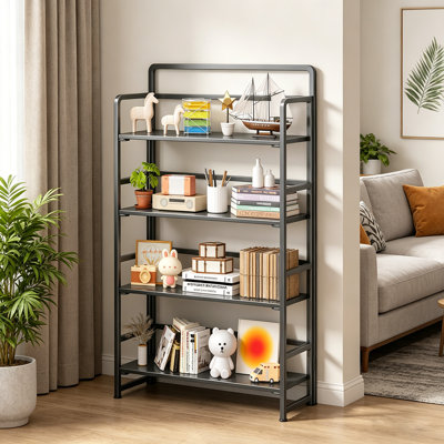 Très grande bibliothèque pliante, étagère de rangement à 4 niveaux pour bureau à domicile, sans assemblage