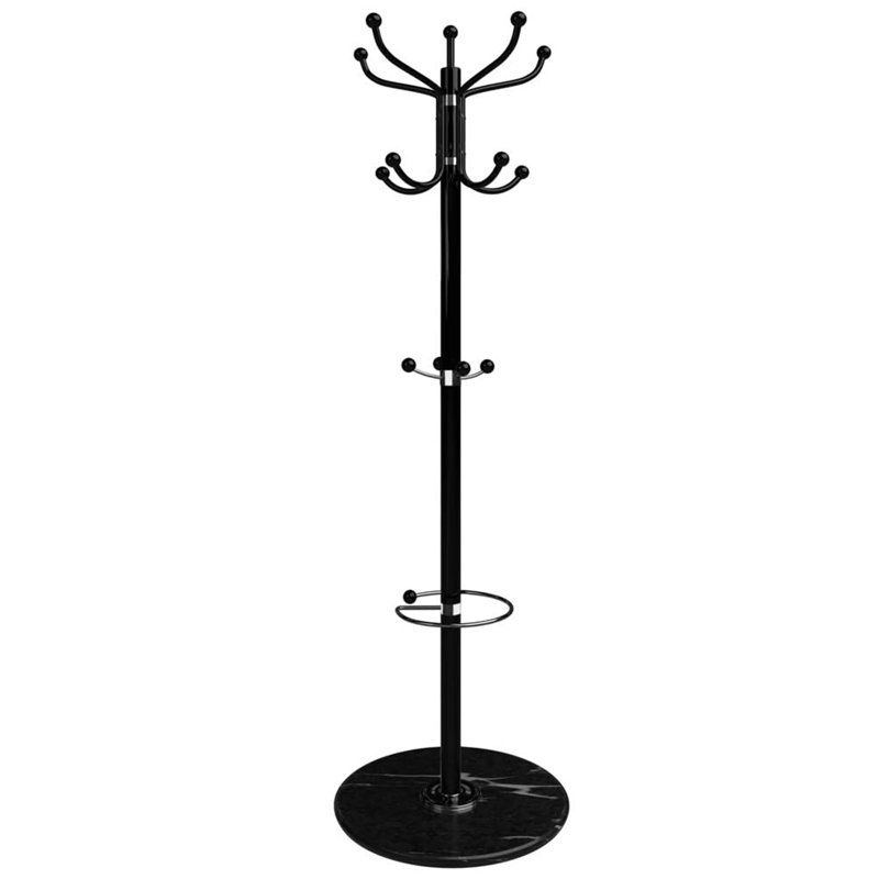 Angelia Freestanding 14 - Hook Coat Rack, Black