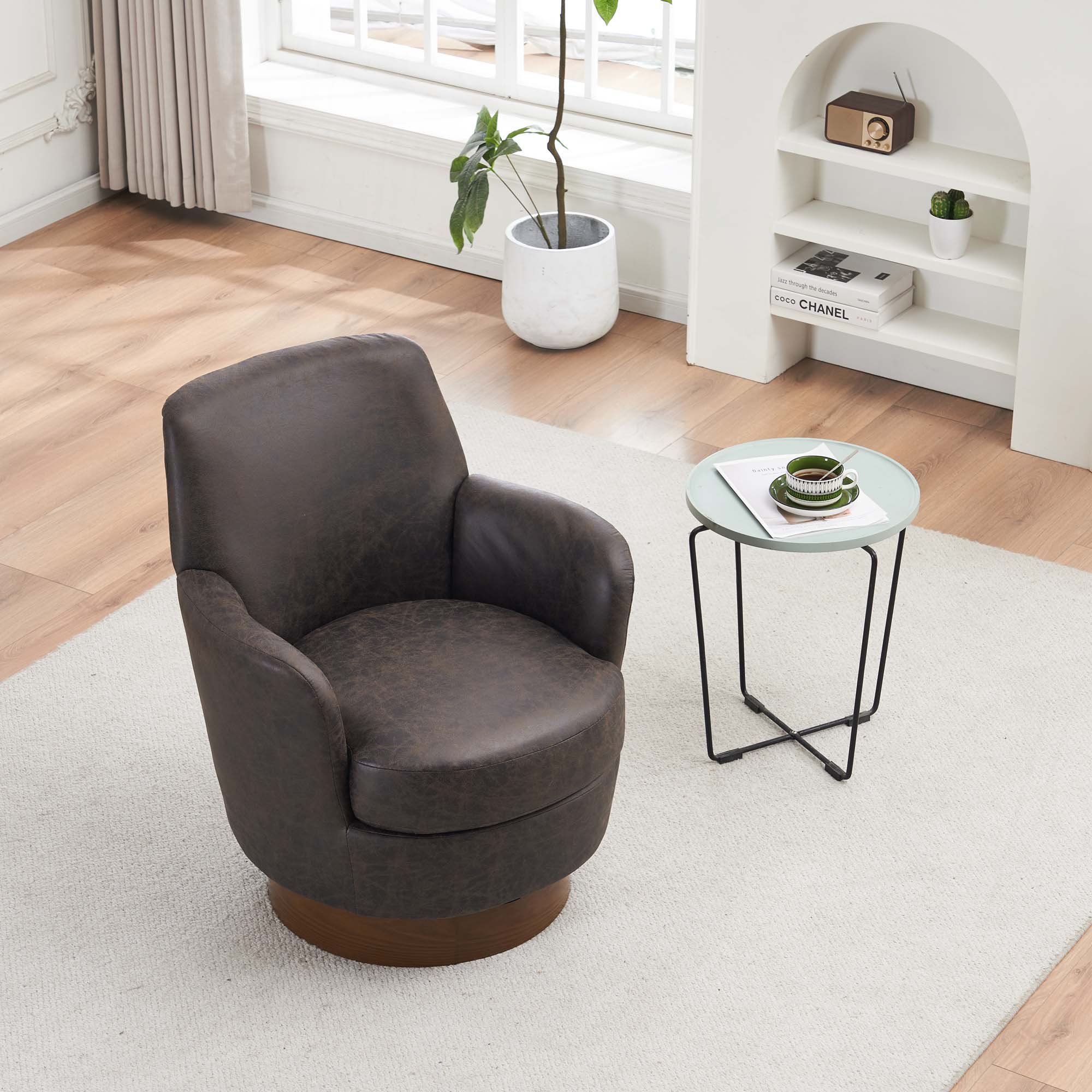 Latitude Run® Swivel Barrel Chair,Swivel Accent Chairs Armchair For
