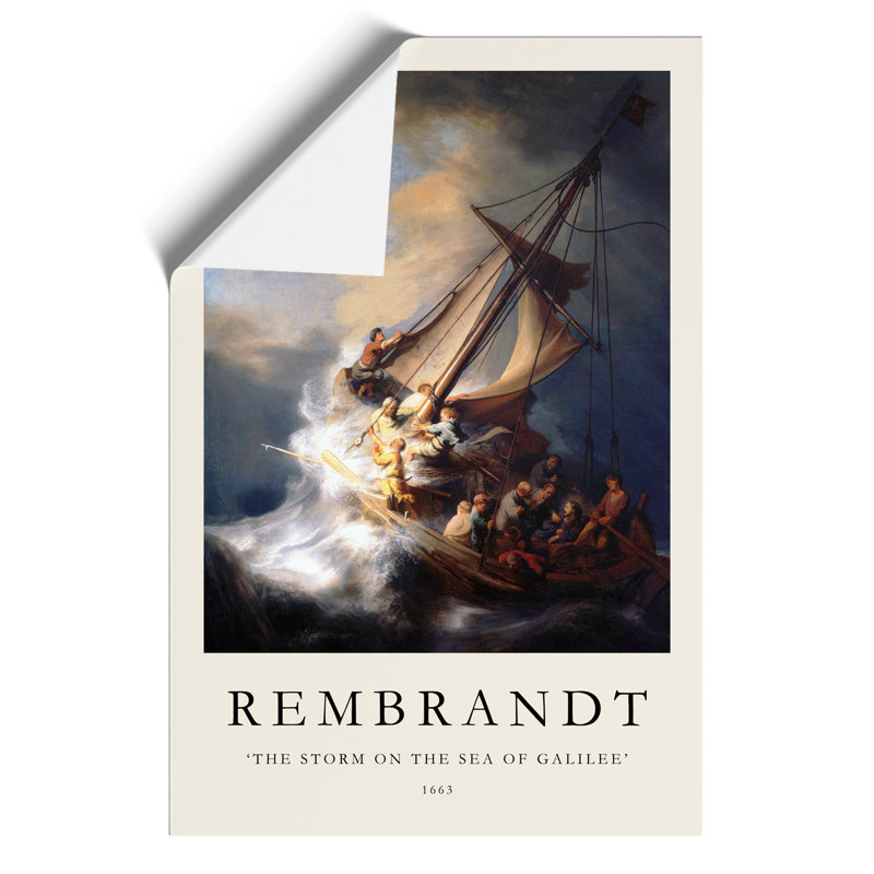 Christ In The Storm Of Galilee by Rembrandt Van Rijn - No Frame Painting, 59cm H x 42cm W x 0.1cm D