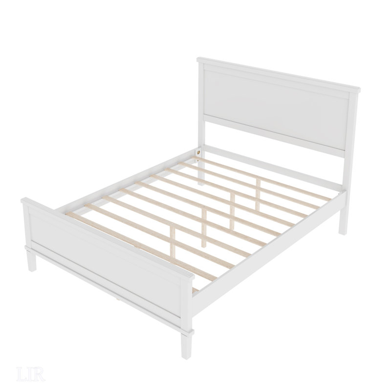 Lit plateforme en bois de taille moyenne avec tête de lit Mid-Century, White, Full