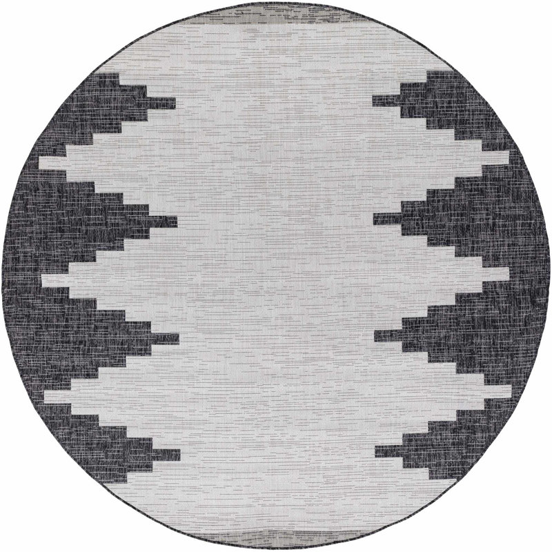 Tapis intérieur / extérieur gris anthracite Mortimer, Rond 5 pi 3 po
