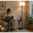 57.5'' Black Iron Floor Lamp with Side Table & Dimmable LED Light.  