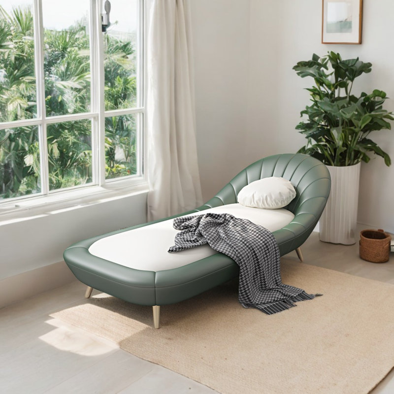 Chaise longue rembourrée Modern, Beige / vert clair
