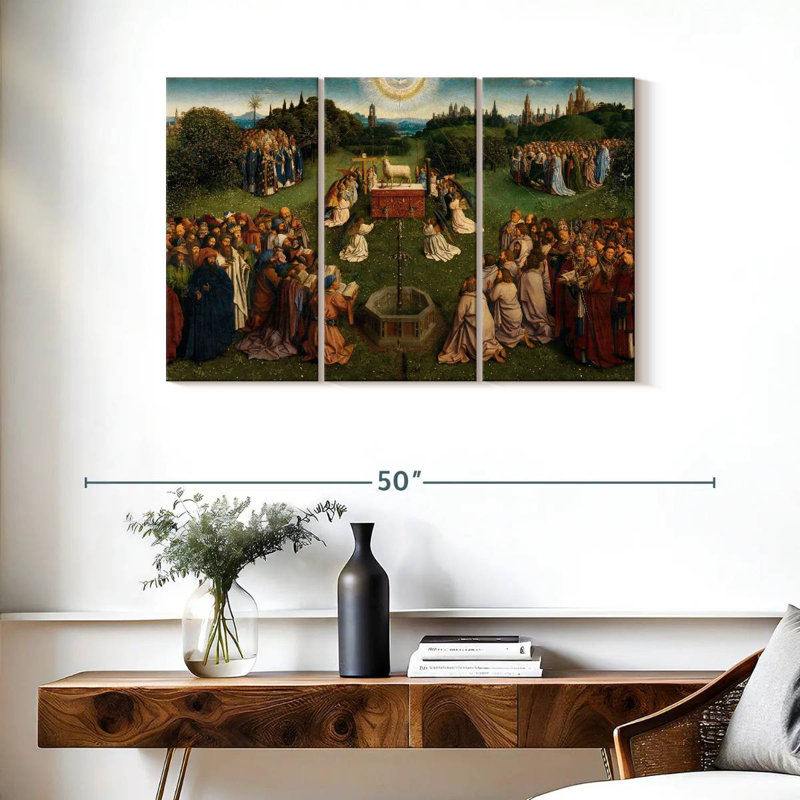 Adella Adoration d'agneau - retable de Gand, H 24 po x l 38 po