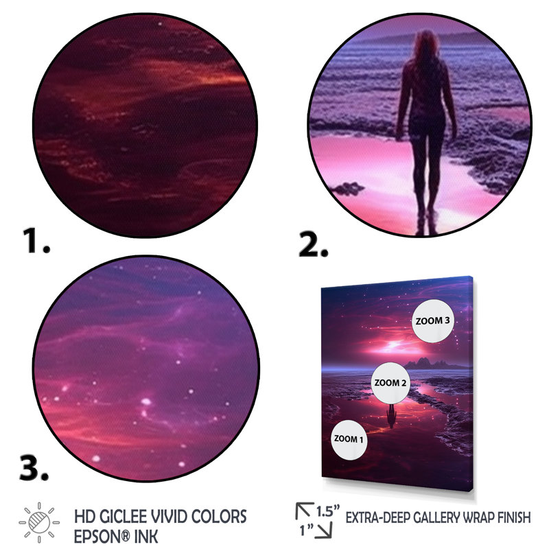 «Ocean Sunset Wandering Pink Bliss Infinity», reproduction, H 44 po x l 34 po x P 1,5 po, Cadre naturel flottant