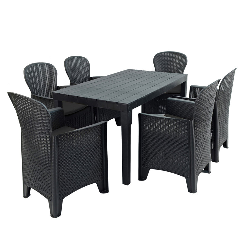 Roann Rectangular Table with 6  Chairs Garden Set