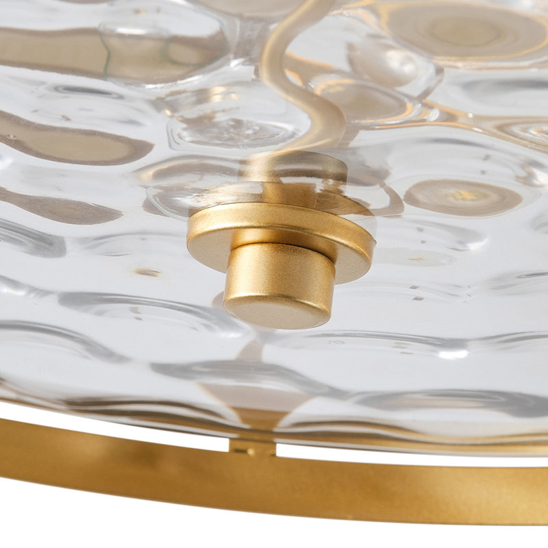 2-Lamp Clear Stone patterned Glass Gold Adjustable Ceiling Light