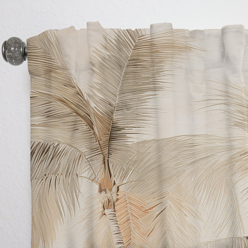 Cetus Minimalism Tropical Tranquility Palm Trees I - Traditional Velvet Curtain - Room Darkening - 1 panel, 52" W x 63" L