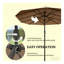 Parasol solaire à DEL double face avec auvent en polyester kaki et structure en acier