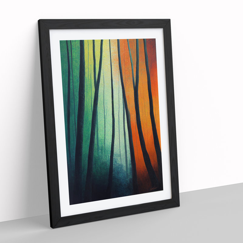 Colourful Forest No.2 - Single Picture Frame Painting, 64cm H x 46cm W x 2cm D, Black