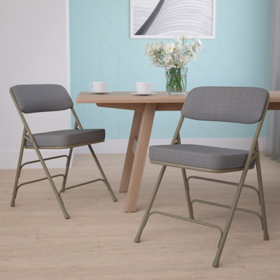 Premium Curved Triple Braced & Double Hinged Fabric Upholstered Metal Folding Chair