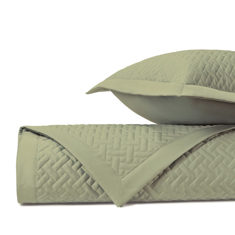 Basketweave Quilted Sateen Coverlet Set, Queen Quilt + 2 Standard Shams, Piana