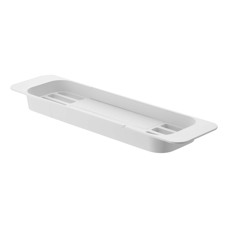White Expandable Metal Bathtub Caddy with Storage