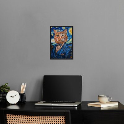 «Starry Night Van Gogh Cat», impressions sur toile de chat excentrique par Notoriart