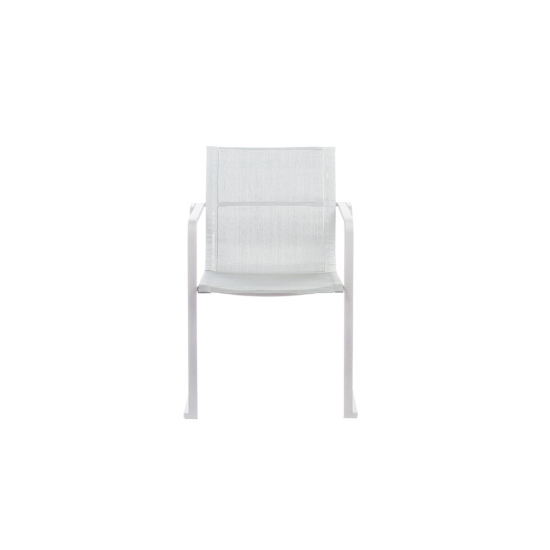 Fauteuil de salle à manger Muze, Cadre blanc / filet blanc