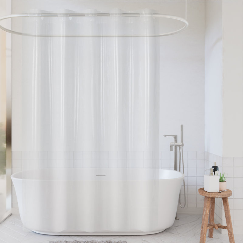 No Hook PEVA Shower Curtain Liner, Clear