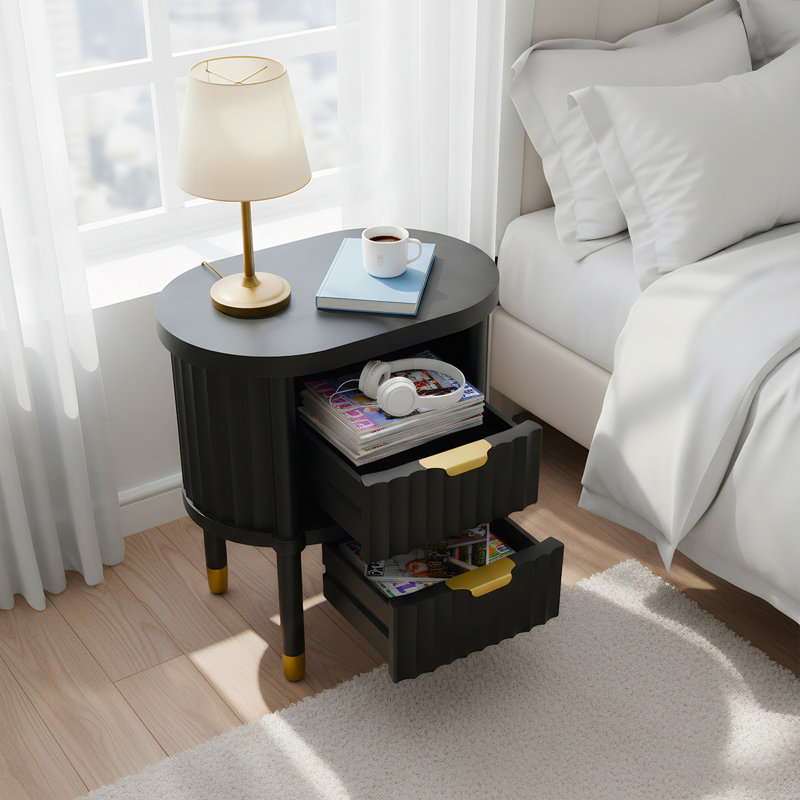 Table de chevet avec tiroir, table de chevet moderne avec tablette ouverte