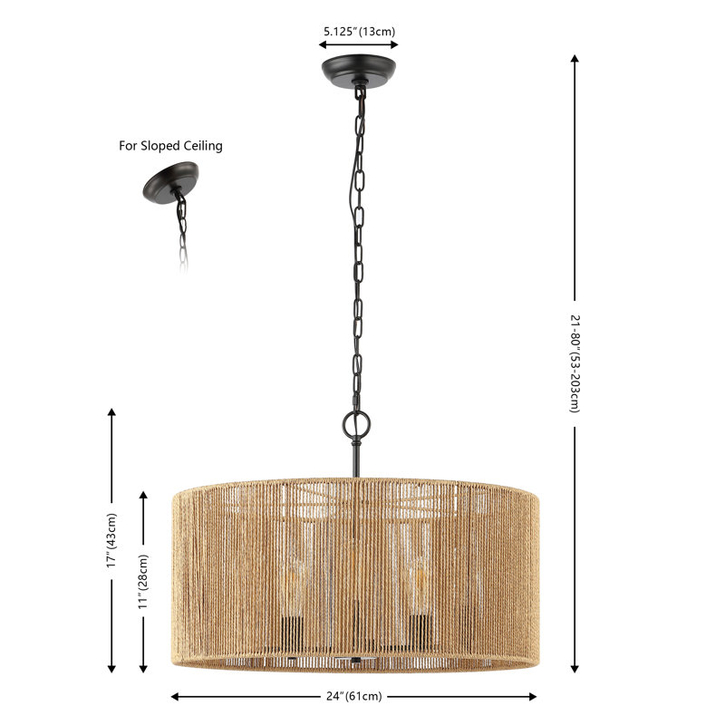 Alysandra 5 - Light Dimmable Drum Chandelier
