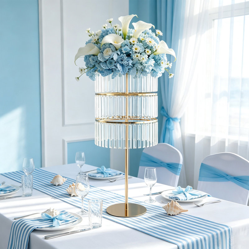 Support à fleurs avec pendentifs, support à fleurs à 3 niveaux, support à fleurs élégant pour les mariages