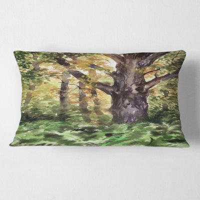 Large Tree in Forest Rectangular Pillow Cover & Insert