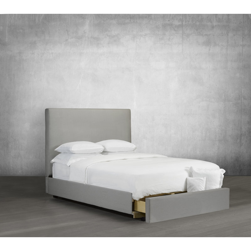 Lit plateforme avec rangement rembourré, Grand, Espresso