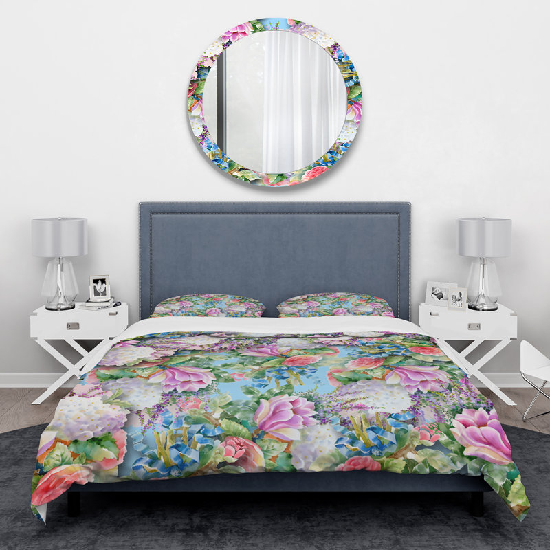 Farmhouse / Country Floral Duvet Cover, King Duvet Cover + 2 Shams