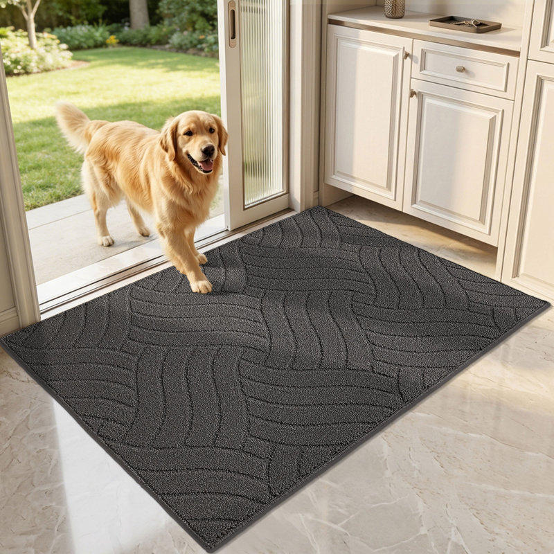 Paillasson intérieur antidérapant lavable à la machine, Gris anthracite, l 32 po x L 48 po