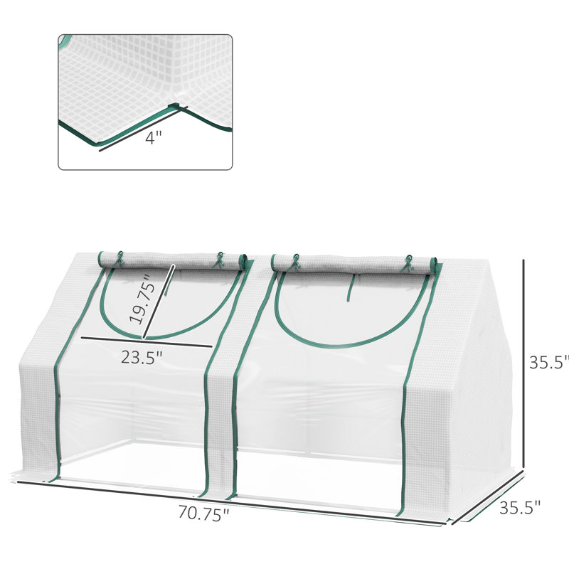 Serre 6 pi x 3 pi pour jardin, transparente, structure en acier, 2 housses et utilisateur - Fenêtres portatives transparentes 3 pi, acier, housses en PE / plastique, multiusage