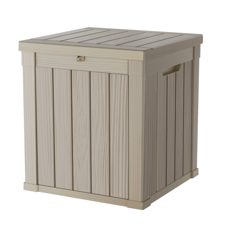  50Gallons Water Resistant Resin Lockable Deck Box, Light Coffee
