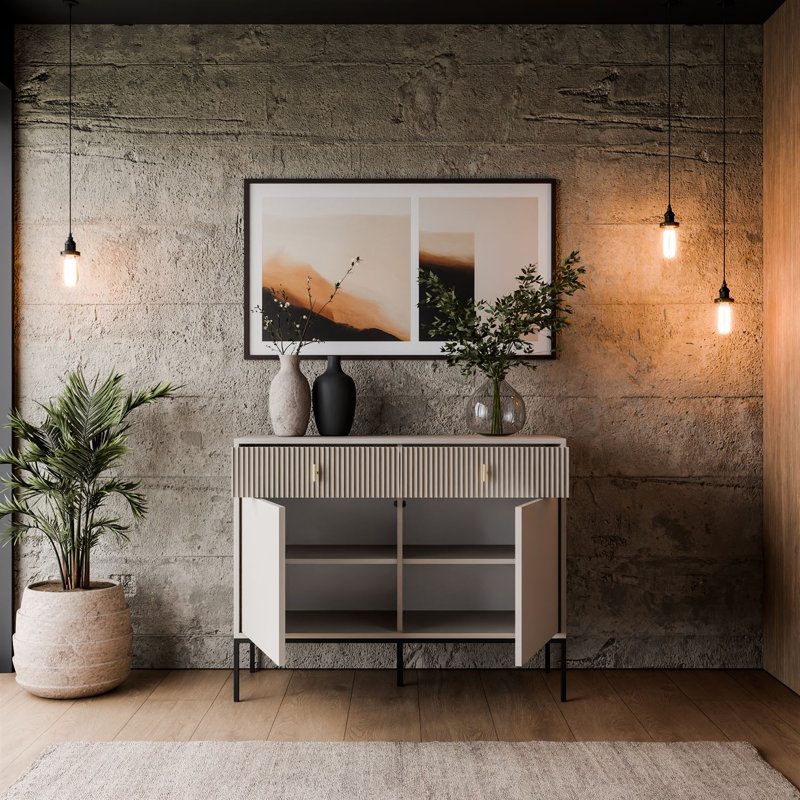 MIDNIGHT 104cm Sideboard, Black/Cashmere