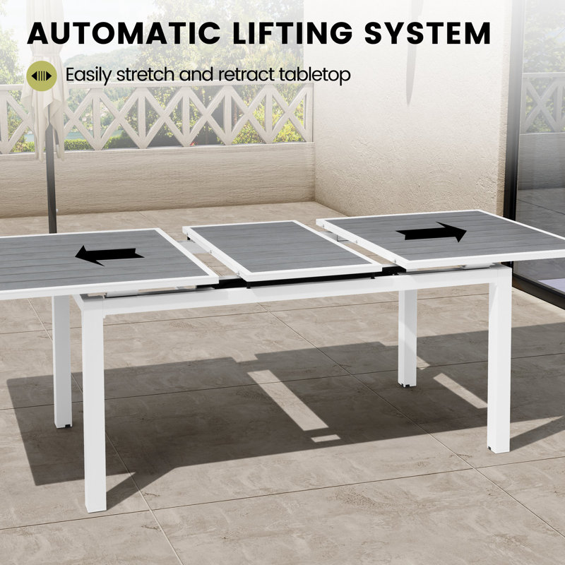 83" Long Aluminum Dining Table Extension Table, Grey